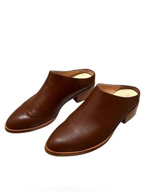 NWT Poppy Barley Low Down Heeled Leather Mule in Redwood Brown Size 8.5